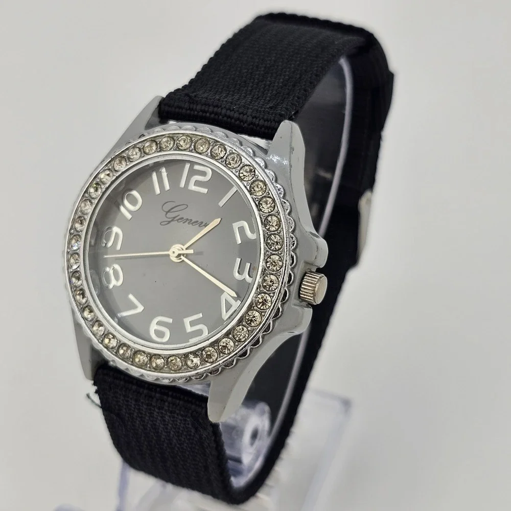 38MM Women's‎ Watch Gray Dial NEW Black Nylon Bands NEW Battery